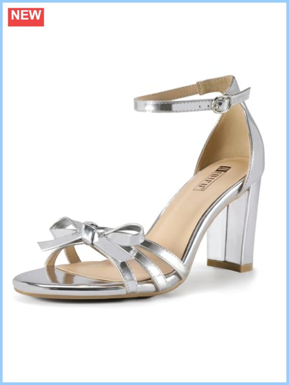 Women's Bow Block Heels Ankle Strap Open Toe Sandals Chunky Low Heel Wedding